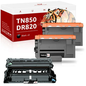 3 Pack TN850 Toner & DR820 Drum Unit Set Compatible for Brother