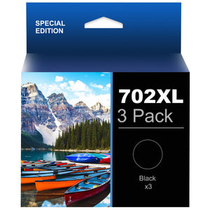 Halofox Ink Cartridge Replacement for Epson Ink 702 T702 702XL Black(3 Pack)