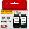 PG-260XL/CL-261XL Ink Cartridges for Canon Printers (1 Black, 1 Tri-Color)