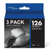 Halofox Ink Cartridge Replacement for Epson 126 T126 Black(3 Pack)