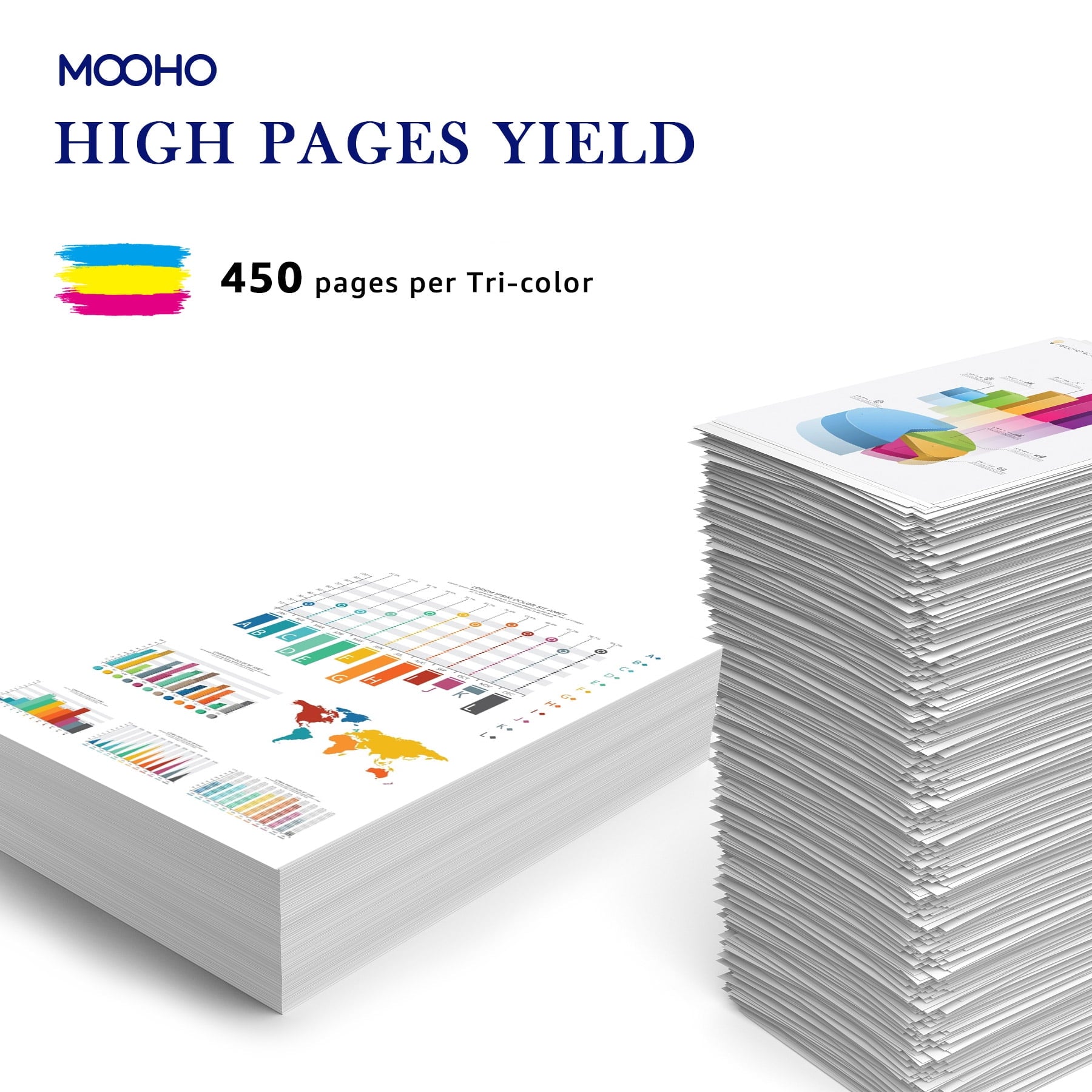 Mooho Ink 62XL Replacement for HP 62 Color Ink Cartridge