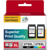 PG-275XL and CL-276 High Yield Black and Tri-Color Compatible Canon Ink Cartridges. Works with Canon PIXMA TR4720 TS3522 TS3520 Printers