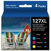 Epson 127 T127 Ink Cartridge Replacement for Epson 127 T127 Use with Epson NX530 WF-3520 WF-3530 WF-3540 WF-7010 WF-7510 7520 545 645 (Black, Cyan, Magenta, Yellow, 4-Pack)
