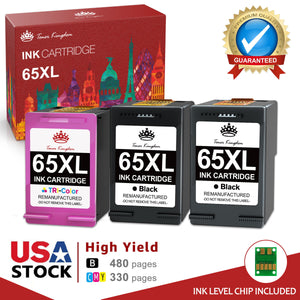 High Yield Ink Cartridges 65XL Combo -2 Black 1 Color