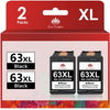 63 XL Black Ink Cartridge Replacement for HP (2 Packs)