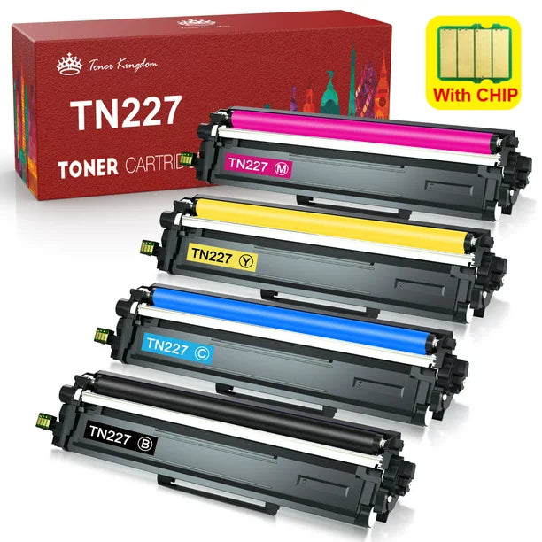 Brother TN227 Black & Color Toner Cartridges, 4 Pack