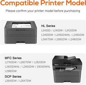 Compatible TN830XL Toner Replacement for Brother TN830XL TN830 XL Toner use with HL-L2460DW HL-L2405W HL-L2400D HL-L2480DW MFC-L2820DW MFC-L2820DW XL DCP-L2640DW Printer (Black,2 Pack)