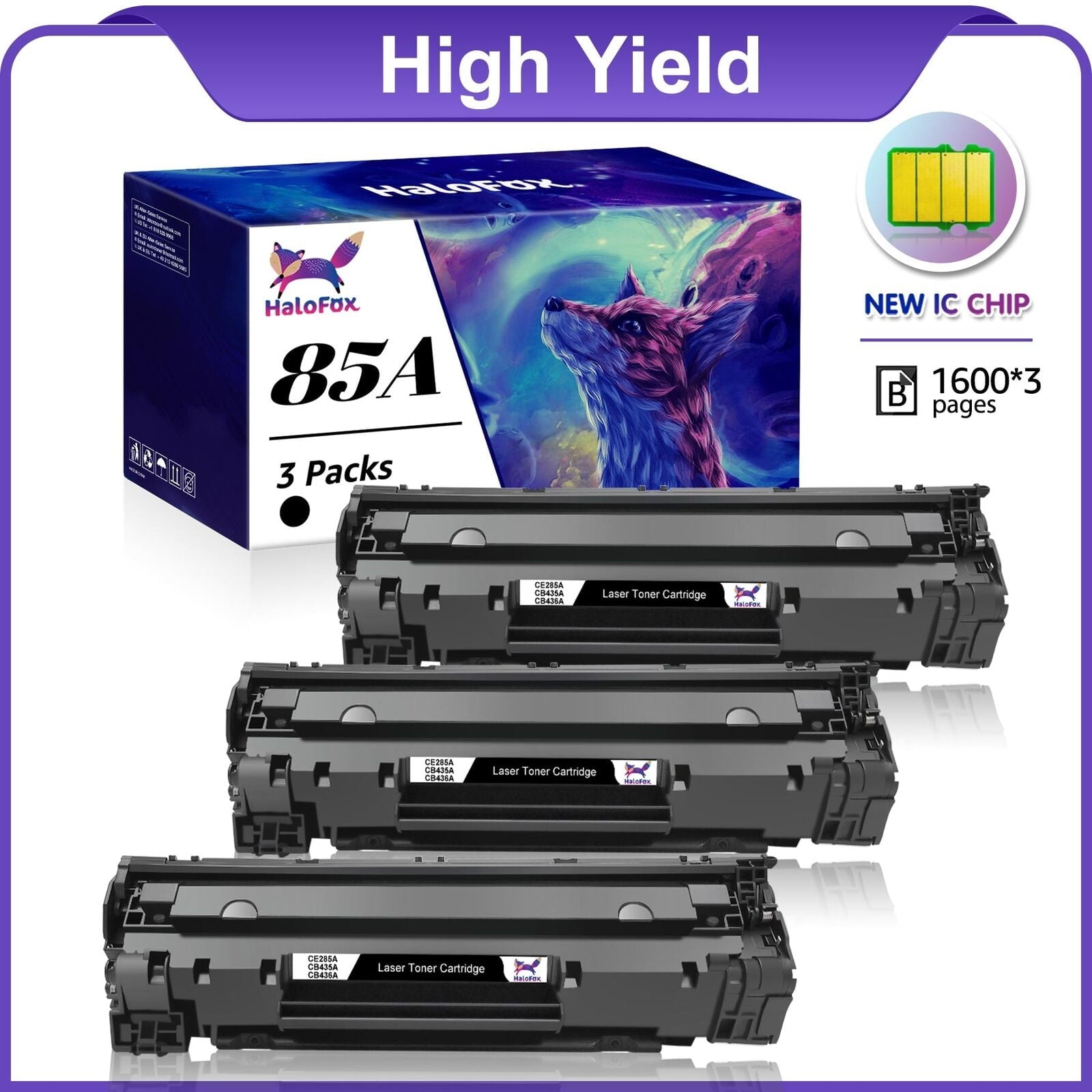 85A Toner Cartridges CE285A Black Toner Cartridges Replacement for HP Printer (Black, 3-Pack)