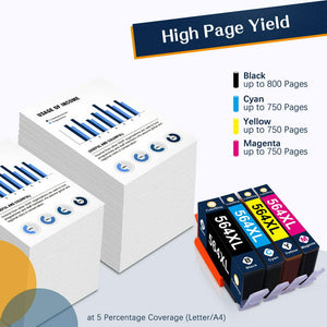 Colorking 564XL Ink Cartridge-Black Cyan Magenta Yellow,4 Pack