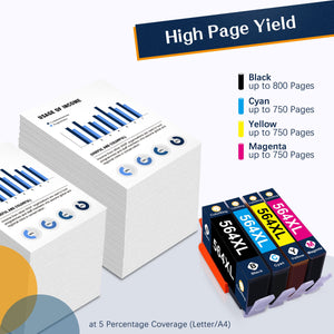 Greensky 564XL Printer Ink-2 Black 1 Cyan 1 Magenta 1 Yellow,5 Pack