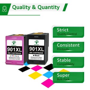 901 Ink HP 901XL Ink Cartridges Replacement For HP 1 Black & 1 Color