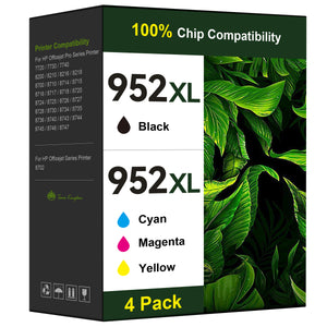 Toner Kingdom Ink Cartridges Remanufactured for HP 952 XL Ink Cartridge Combo Pack Work for HP OfficeJet 8702 OfficeJet Pro 7720 7740 8210 8710 8720 8730 8740 Series (4 Pack Black Cyan Yellow Magenta)