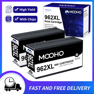 Mooho 962 XL Ink Cartridge Black Replacement for HP Printer (2-Pack)