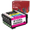812XL Ink Cartridges for Epson Printer (Black Cyan Magenta Yellow, 5 Pack)