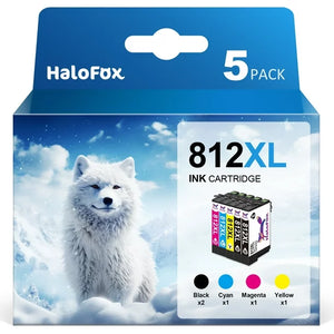 812XL Ink Cartridge for Epson Printer (2 Black, 1 Cyan, 1 Magenta, 1 Yellow-5 Pack)