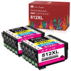812XL Ink Cartridges for Epson Printer (Black Cyan Magenta Yellow, 10 Pack)