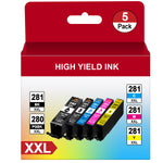 Jeostarky Compatible for Canon 281 Ink Cartridges PGI-280XXL CLI-281XXL Replacement for Canon TR8620a Ink Cartridges Works with TR8620a TR8520 TS6320 TR8620 TS9120 TS702a TS9520a TS9521Ca (5 Pcak)