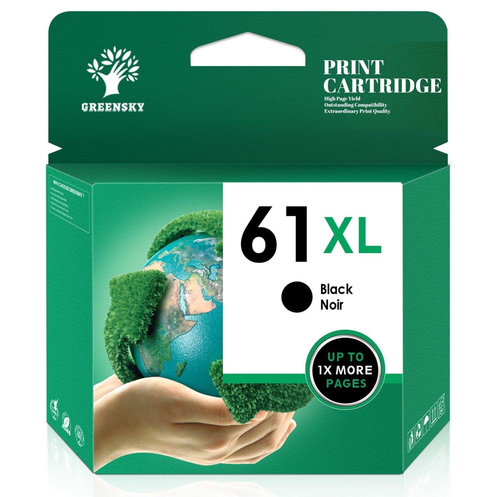 Greensky 61 XL Ink Cartridge Black Replacement for Printer (1 Pack)