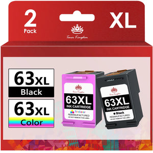 High Yield 63 Ink Cartridge 63XL Ink Cartridge Combo Replacement for HP (Black and Color 2-Pack)