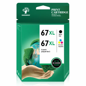 Greensky Printer Ink 67XL Replacement for HP (1 Black 1 Color)