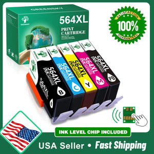 Greensky 564XL Printer Ink Replacement for HP (Photo-Black Black Cyan Magenta Yellow, 5Pcs)