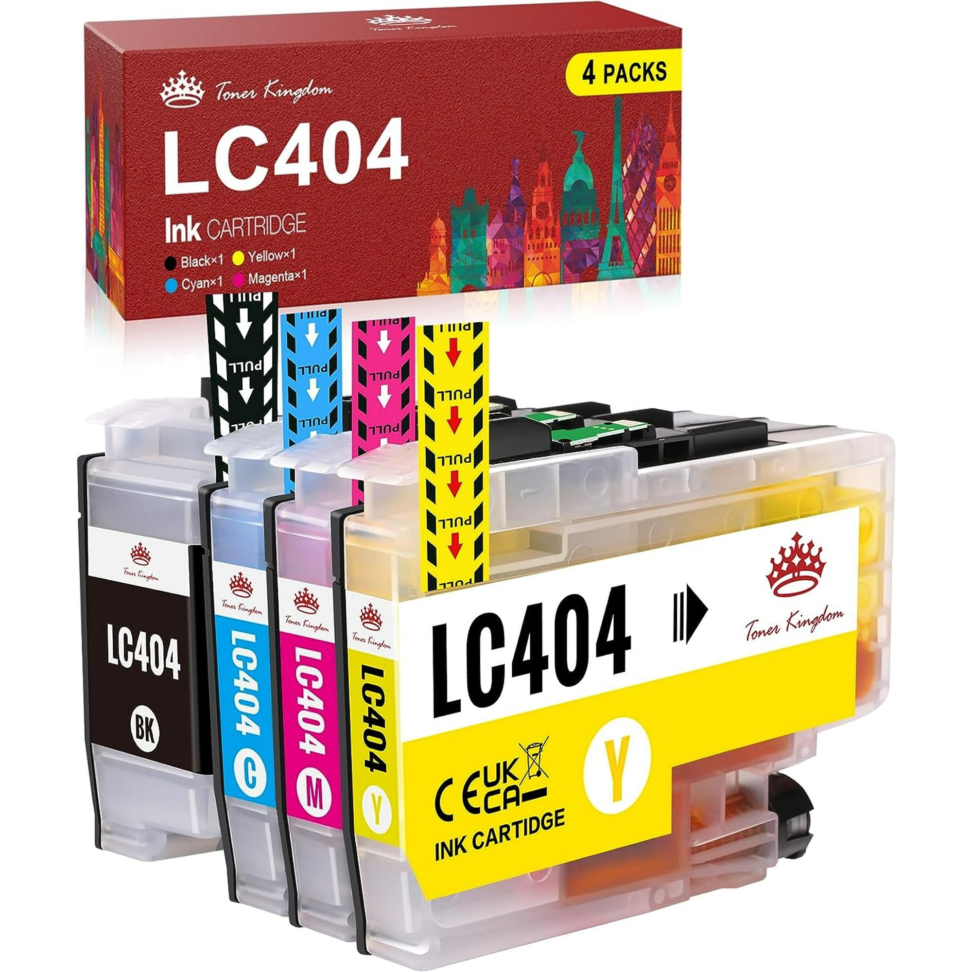 LC404 Ink Cartridge Toner Kingdom Compatible Ink Cartridge Replacement for Brother Printer 4 Pack