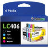 LC406XL Ink Cartridge Replacement for Brother Printer (Black, Cyan, Magenta, Yellow)
