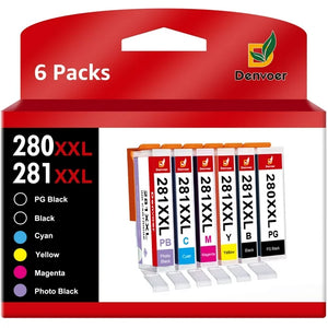 Mooho Ink Cartridges Replacment for Canon(PGBK, Black, Photo blue, Cyan, Magenta, Yellow) 6 Pack