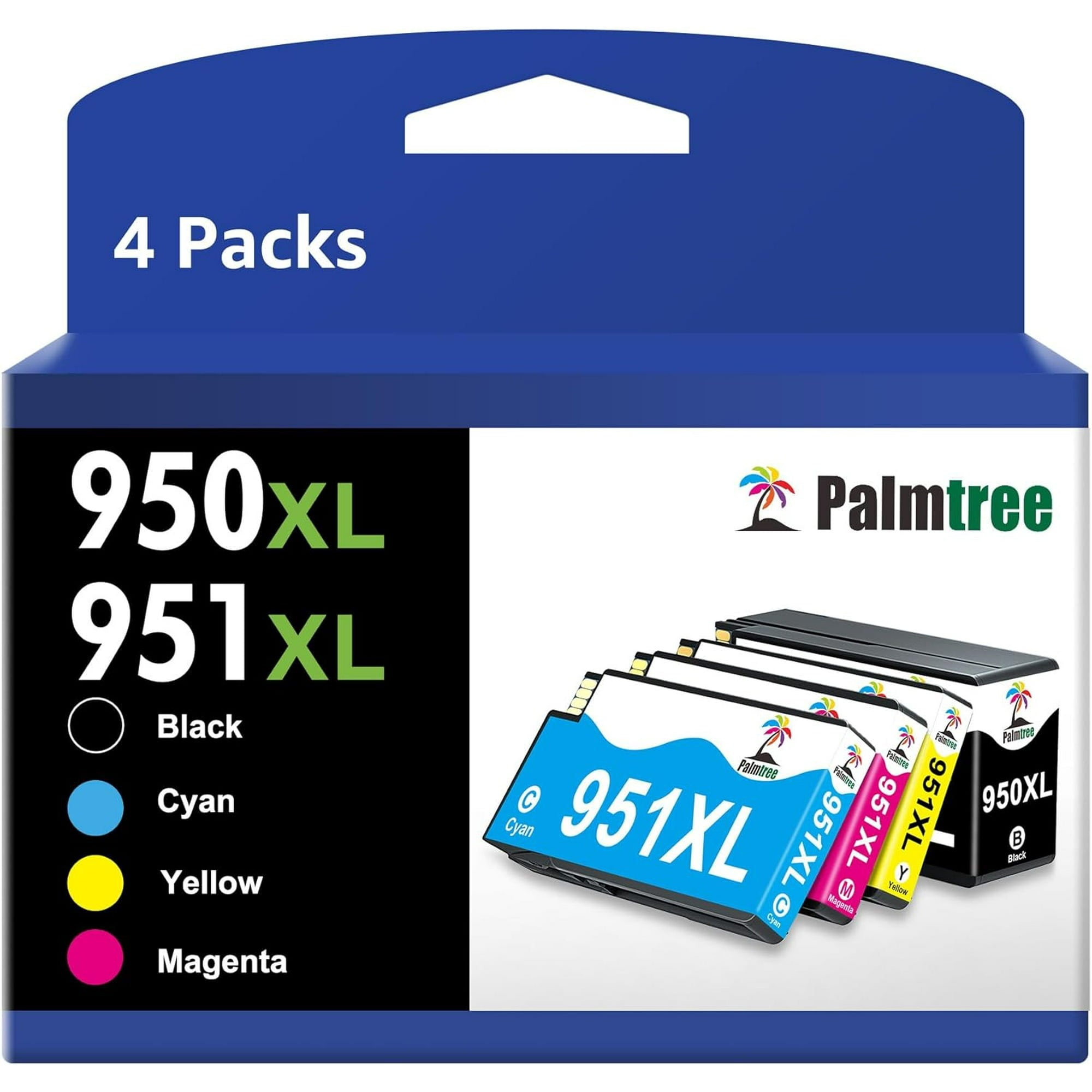 Palmtree 950 951 Ink Cartridge Replacement for HP Printer Ink Cartridge (4 Combo Pack)