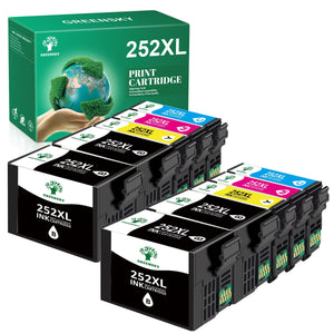 252XL 252 Ink Cartridge for Epson(4 Black 2 Cyan 2 Magenta 2 Yellow, 10-Pack)