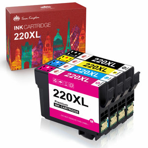 Tonerkingdom Epson 220 220XL Ink Cartridges Replacement for Epson Printer Ink (Black Cyan Magenta Yellow, 4 Pack)