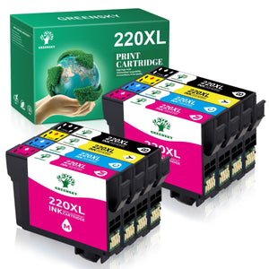 High Yield 220XL Ink Cartridges Replacement for Epson（ Black Cyan Magenta Yellow 10 Pack）