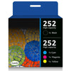 252XL 252 Ink Cartridge for Epson(Big Black, Cyan, Magenta, Yellow) 4 Pack