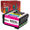 802XL Black Ink Cartridge for Epson Printer (2 Black 1 Cyan 1 Magenta 1 Yellow)