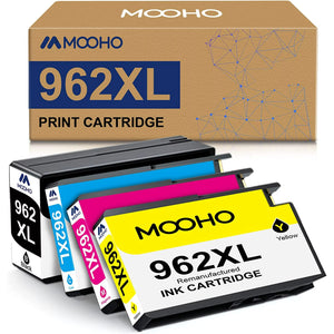 Mooho 962 XL Ink Replacement for HP Printer (Black Cyan Magenta Yellow, 4-Pack)