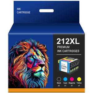 T212XL 212XL Ink Cartridges for Epson Printer 5-Pack (2 Black Cyan Magenta Yellow)