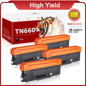 Tonerkingdom Compatible Toner Printer Ink for Brother Printer Ink Black, 4-Pack