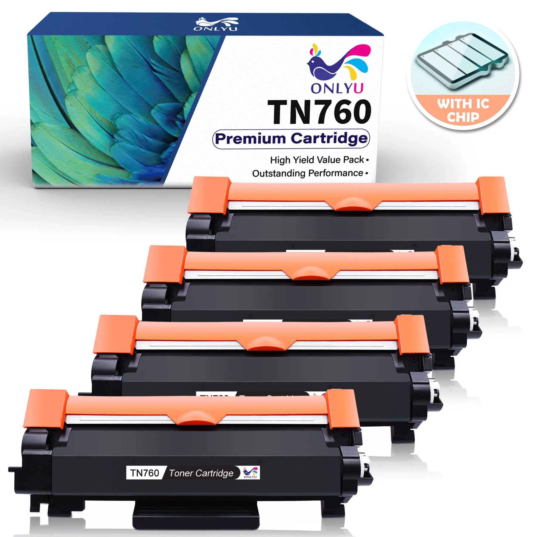 TN760 Toner Cartridge Replacement for Brother TN760(Black,4 Pack)