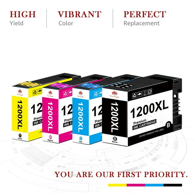 1200 Ink cartridges Replacement for Canon Printer (Black, Cyan, Magenta, Yellow, 4-Pack)