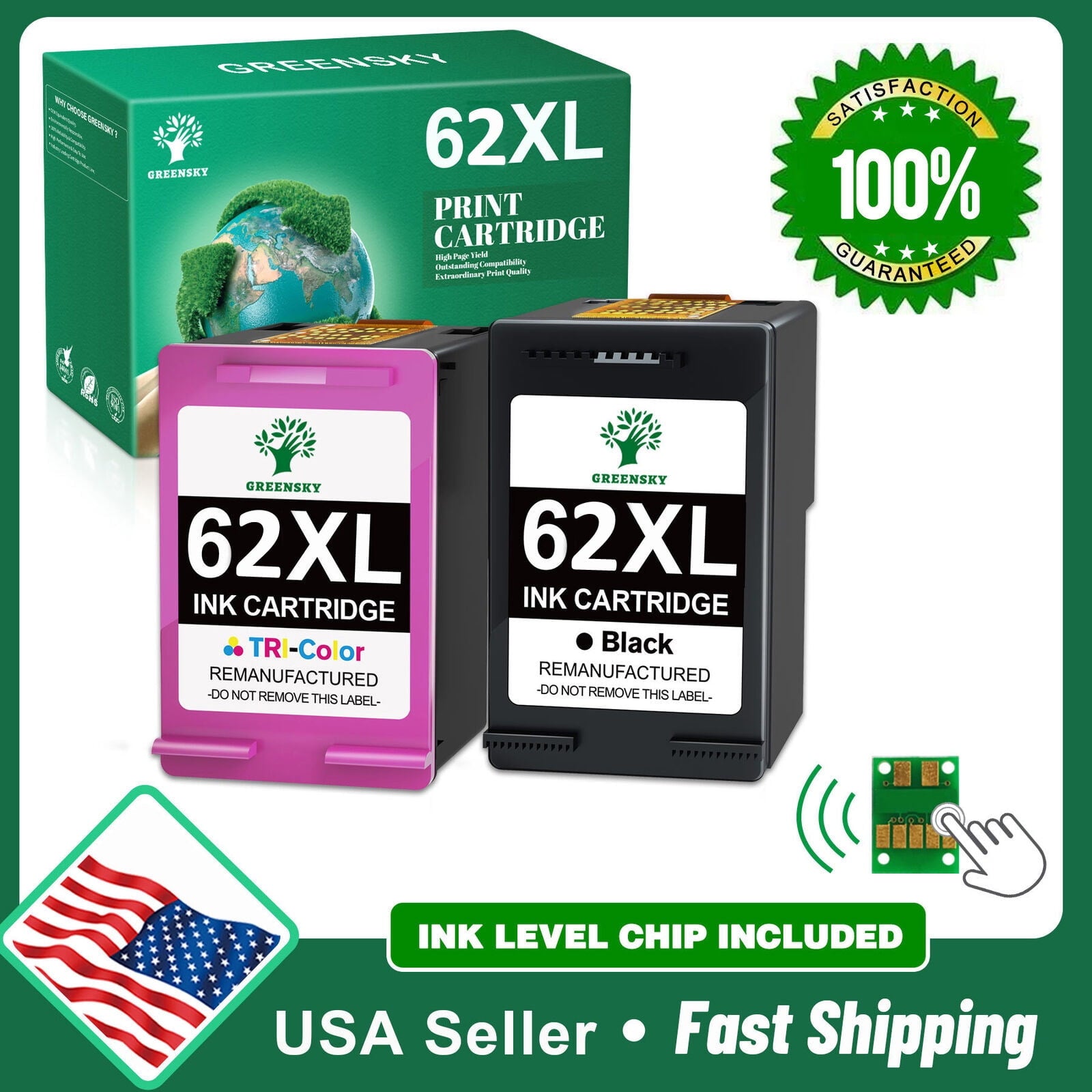 HP Ink 62 XL Black and Tri Color-2-Pack