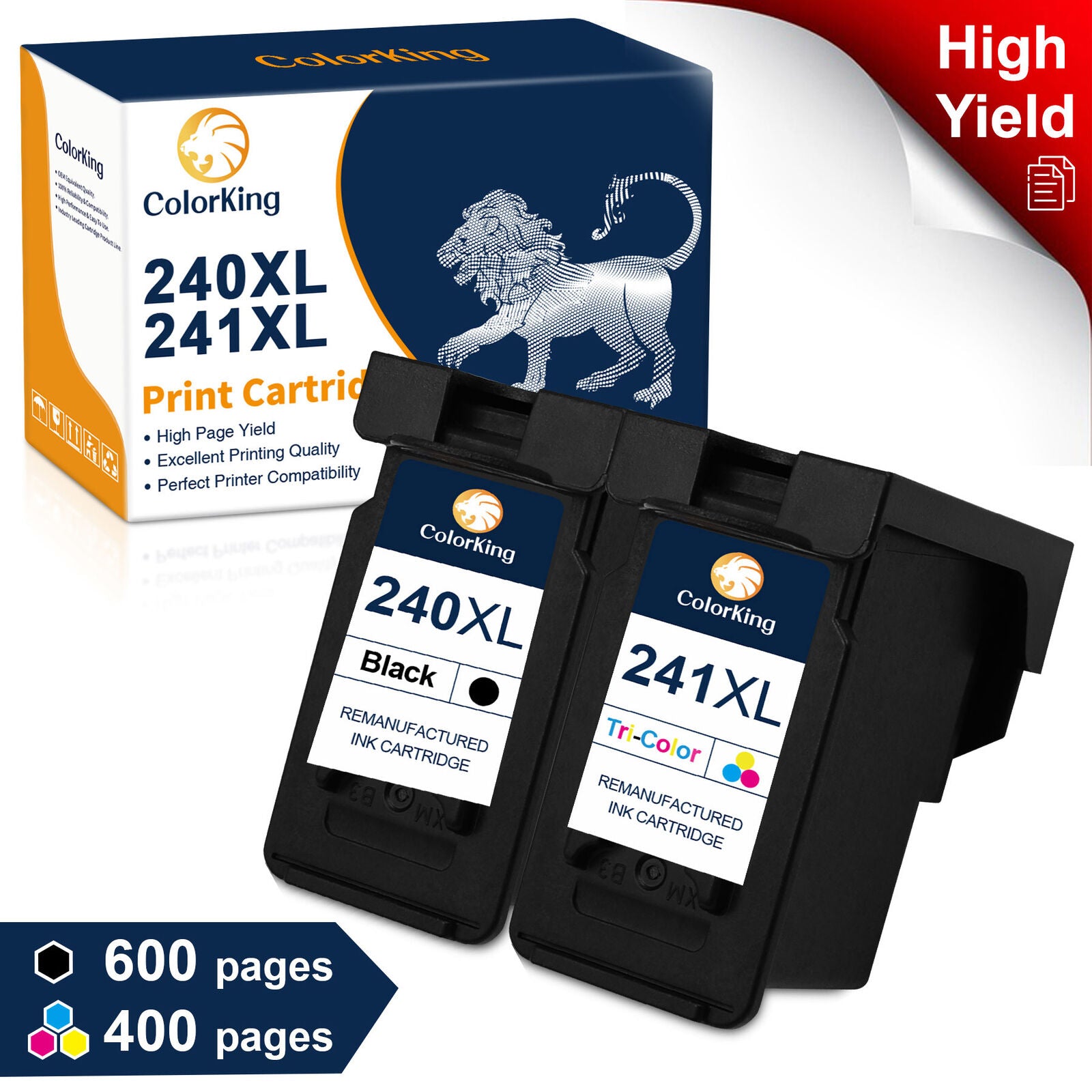 240XL 241XL Ink Cartrdiges Replacement for Canon PG 240 CL 241