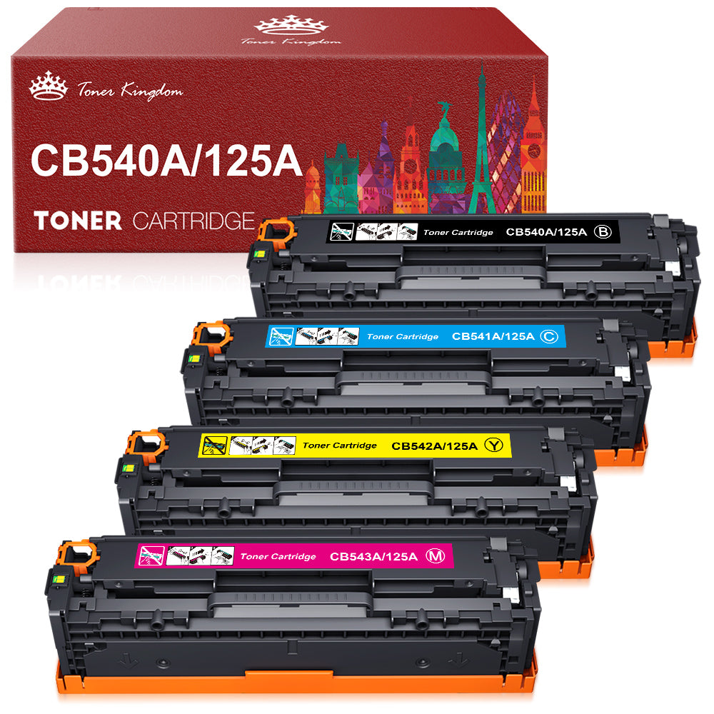 HP 125A CB540A CB541A CB542A CB543A Remanufactured Toner Cartridge - 4 Pack