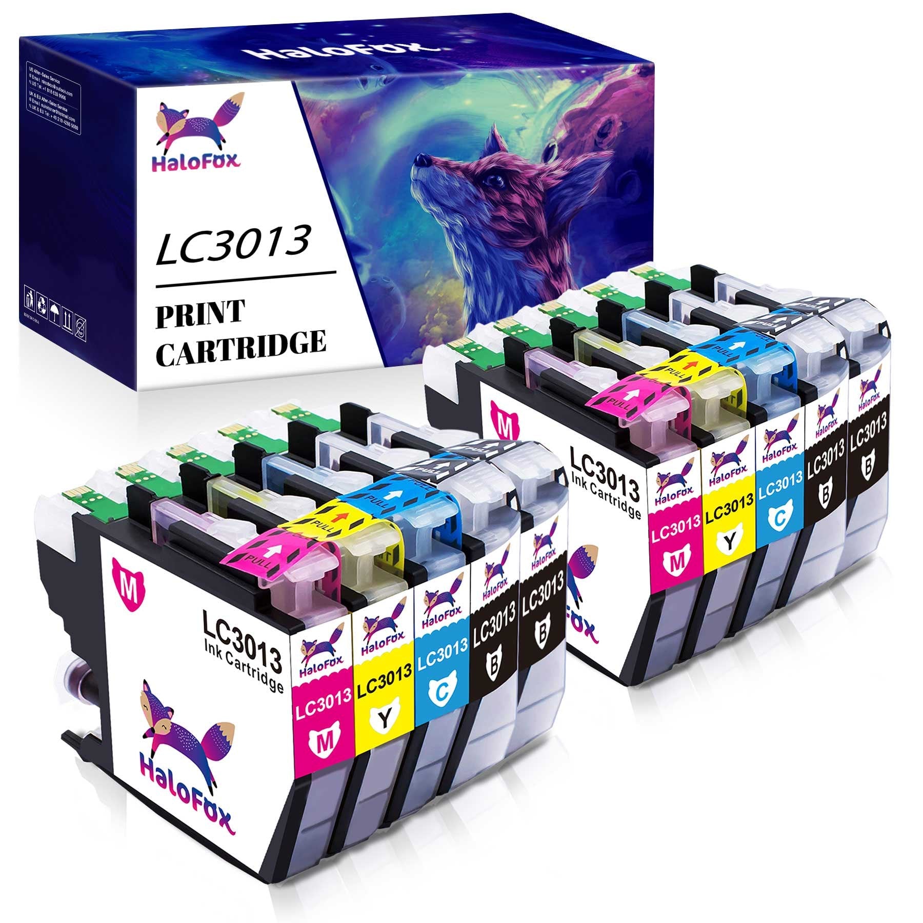 Halofox Ink Cartridge Replacement for Brother LC3011 LC3013 3011 3013 (4 Black, 2 Cyan, 2 Magenta, 2 Yellow)