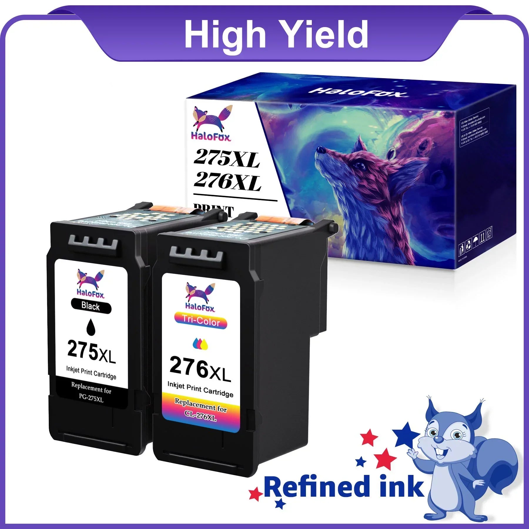 Replacement Canon Ink 275 and 276(1 Black,1 Tri-Color)