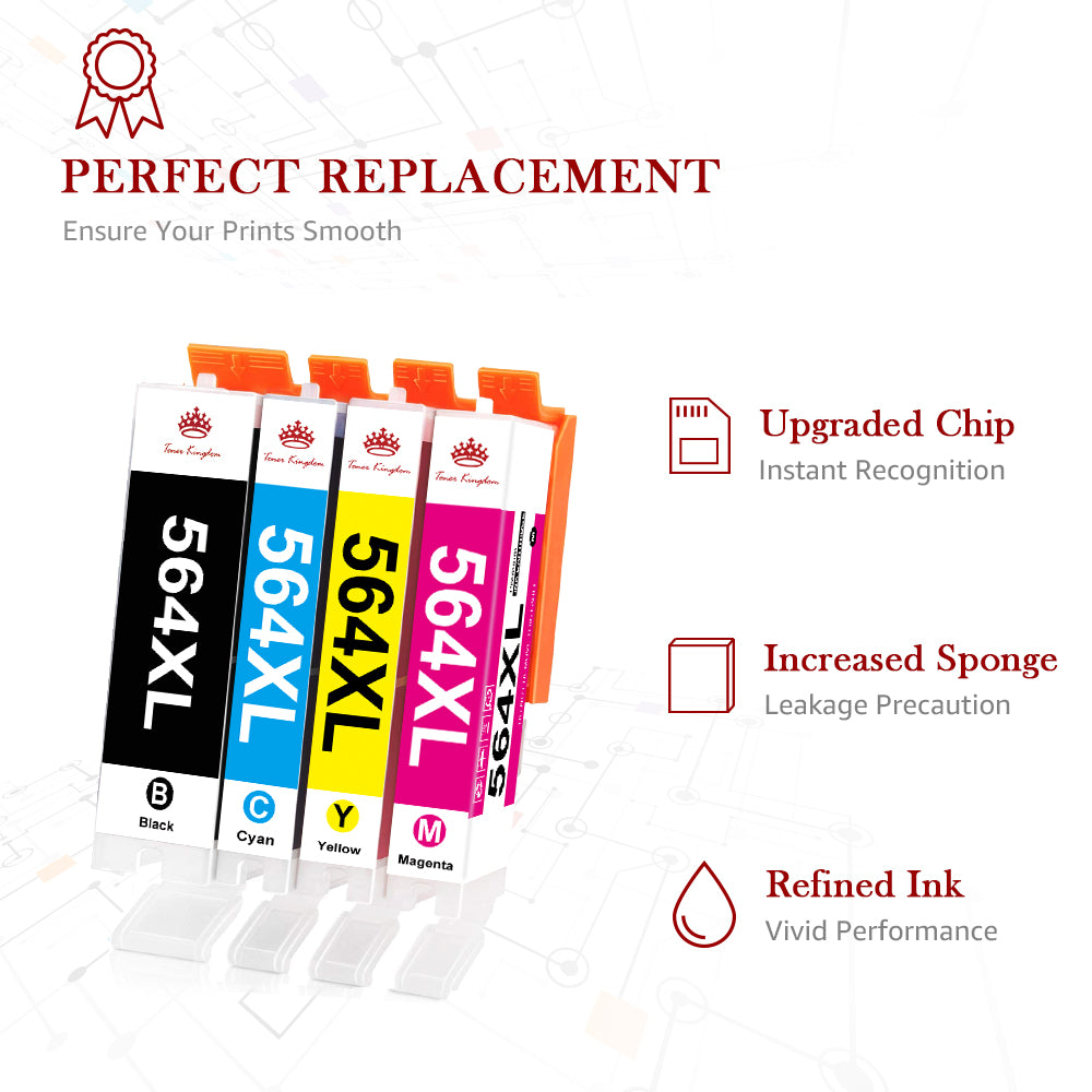Compatible HP 564XL Inkjet Cartridge -4 Pack