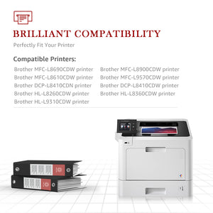 Compatible Brother TN433 TN 431 Toner Cartridges- 4 Pack