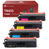 Compatible Brother TN433 TN 431 Toner Cartridges- 4 Pack