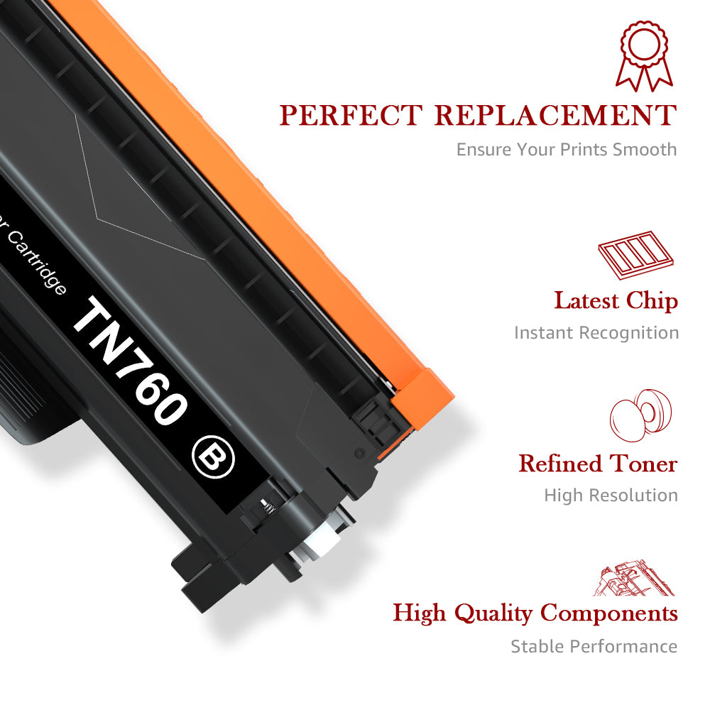 TN760 Toner for Brother Printer Toner TN-730/TN-760 Compatible Replacement  for Brother TN760 TN 760 TN730 TN-760 Toner Cartridge Black High Yield for