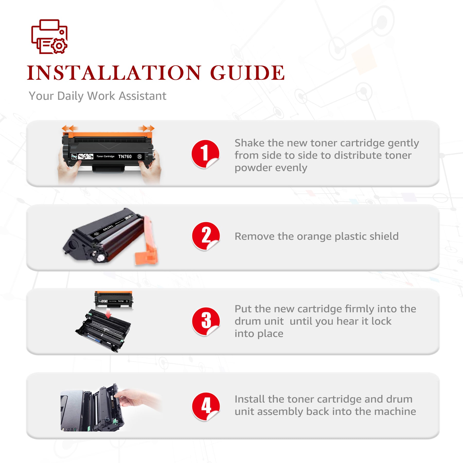 Tn760 Toner Cartridge With IC Chip for Brother Mfc-l2710dw Mfc