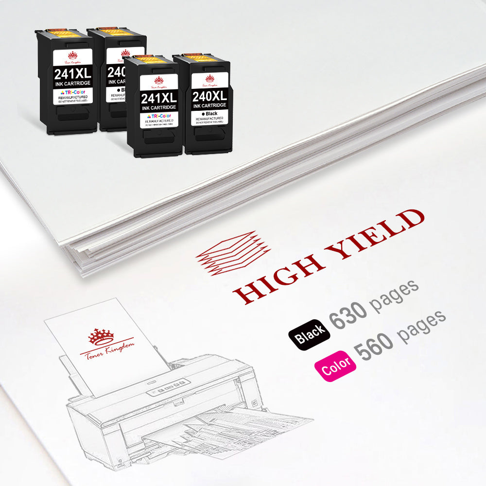 Compatible Canon 240 241 PG-240XL CL-241XL ink Cartridge (2 Black 2 Color) -4 Pack